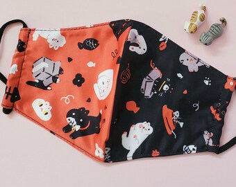 Röd/svart kattficka ansiktsmask!