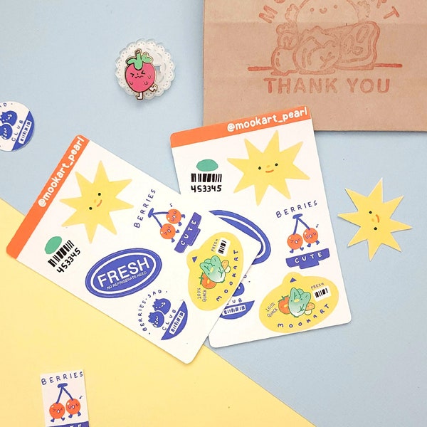 Hoja de etiquetas adhesivas para frutas y verduras