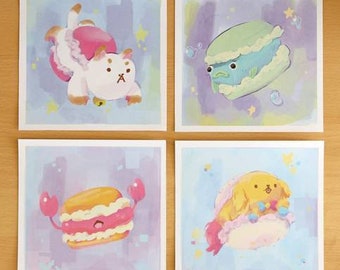 Macaron Bee and PuppyCat Print