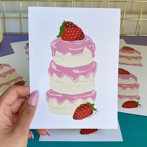 10, 30 ou 50 pièces | Crêpes soufflées japonaises aux fraises Cartes postales Sans enveloppe | de remerciements | Papeterie mignonne | Snack-art asiatique Anime
