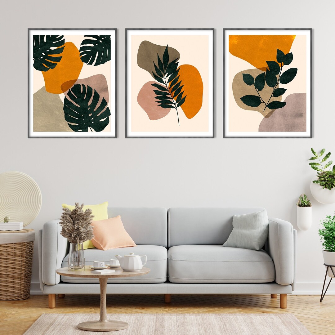MCM Set of 3 Wall Art Prints Mid Century Modern Nature Wall Etsy