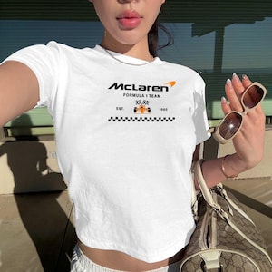 Formule 1-baby-shirt, McLaren F1-shirt, Est 1985, F1 crop top McLaren F1 Team Y2k crop top, raceshirt
