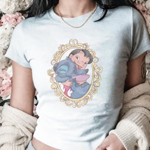 Maglietta per neonati Lilo & Stitch, Lilo & Stitch Hug Y2k Crop Top, maglietta Ohana Love, maglietta Ohana Family Means, maglietta Magic Kingdom, maglietta per neonati Disneyland