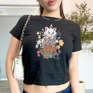 Camiseta de bebé de Los Aristogatos de Disney, camiseta de Los Aristogatos, top corto de gato Y2K de Disney, camiseta de gato Marie, camiseta de viaje familiar de Disney, camiseta de niña de Disney