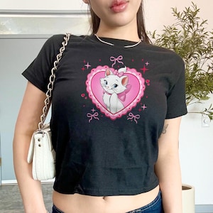 Camiseta de bebé Marie, camiseta de Disney World, top corto Y2K de Los Aristogatos, camisetas de Magic Kingdom, camiseta de bebé para mujer con estética femenina, camiseta de WDW Disneyland