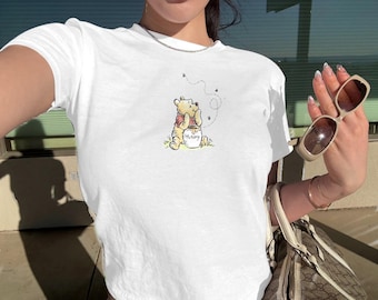 Winnie the Pooh Baby Tee, Disney Pooh Bear Baby Tee, Disneyland Baby Tee Croptop , Cute Disney WDW Y2K Baby Tee | Bella Canvas Tee