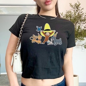 Curious George Baby Tee - Cute Pancake Graphic Top, Retro Monkey Baby Tee, trendy baby tee, y2k babytee kids nostalgic cartoon