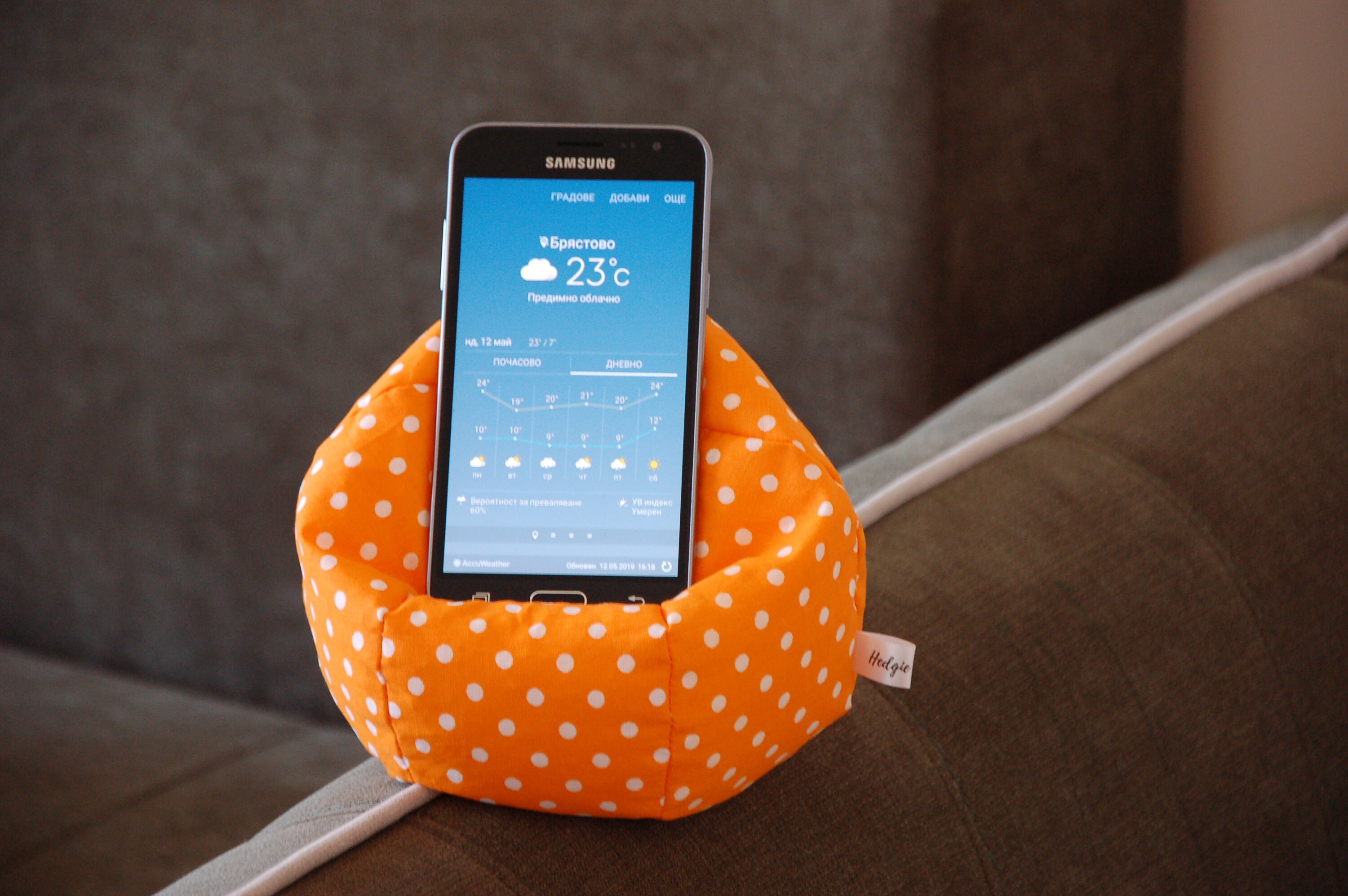 Phone Stand, Orange Phone Cushion, Tablet Cushion, iPad Stand, Kindle