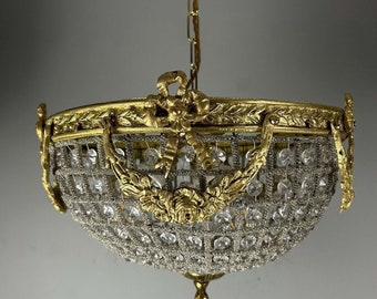 Brass Half Basket Empire Chandelier