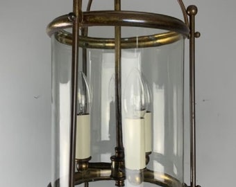 French Triple Light Aged Brass Lantern, Rewired, Rewired and PAT tested (SA895849)