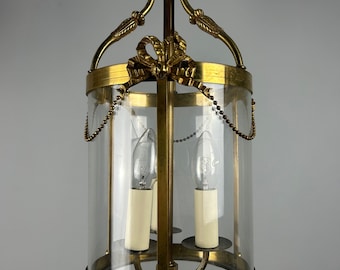 French Triple Light Brass Antique Lantern, Rewired and PAT tested (SA1042711)