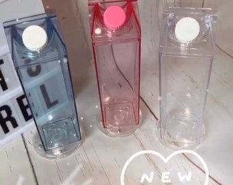 Transparent Milk Carton Water Bottle - Etsy