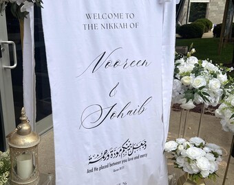 Fabric Wedding Entrance Sign / Nikkah / Shaadi with Ribbon