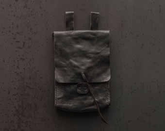 Hand Stitched Italian Leather Utility Belt Pouch, Men's Festival Bag