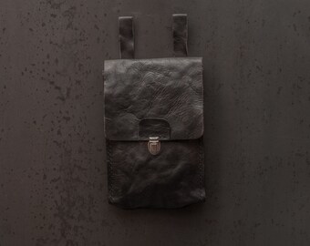 Hand Stitched Leather Belt Pouch, Italian Vegetable Tanned Leather