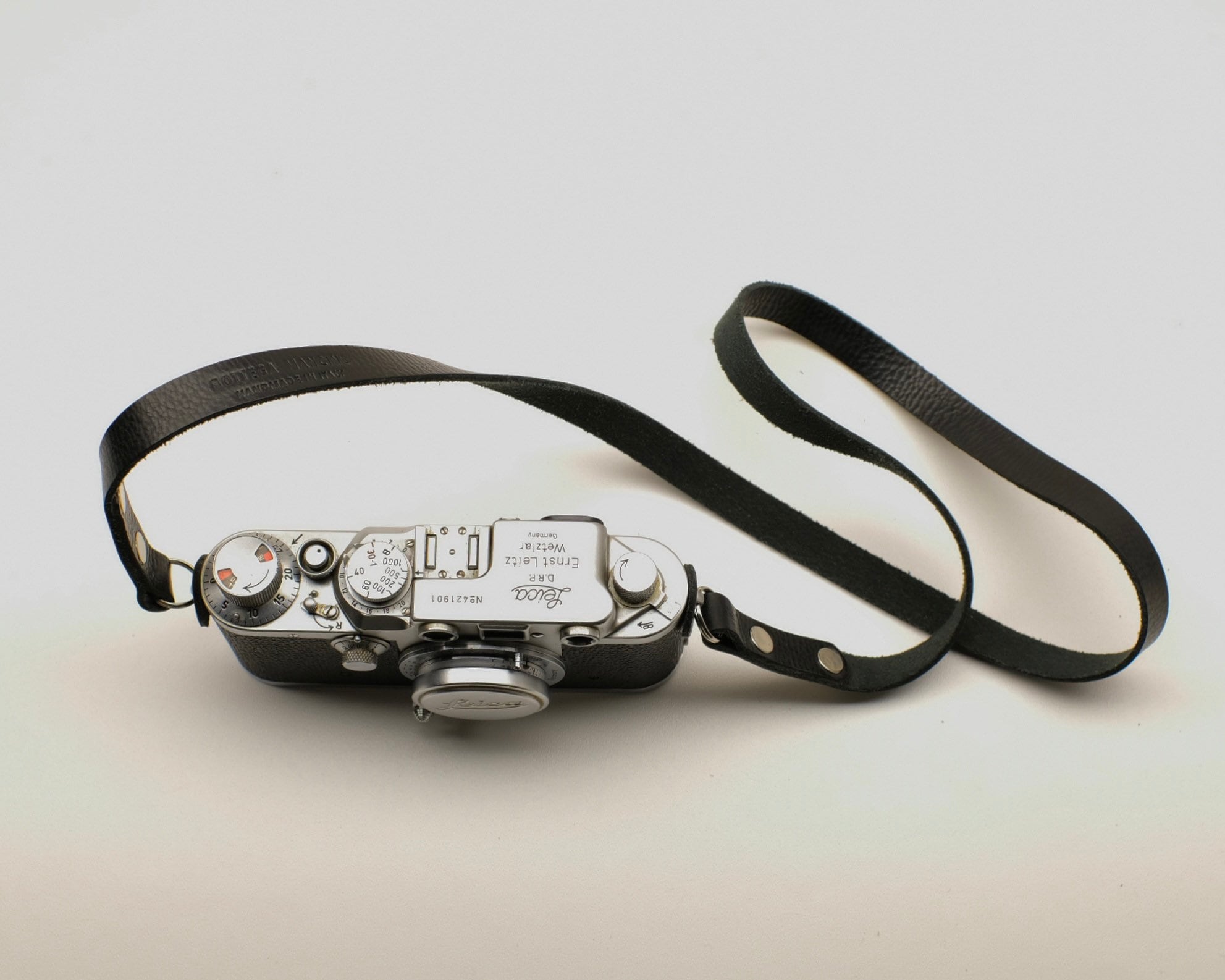 Tracolla Per Fotocamera In Cotone Ricamato Con Estremità In Pelle - Regolabile - Foto 4