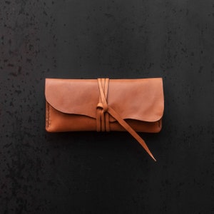 Leather Pencil Roll case Leather Pencil Roll case storage Leather Artist Tool Roll Leather Pen brush Case pen small cosmetic bagcil pouch image 1