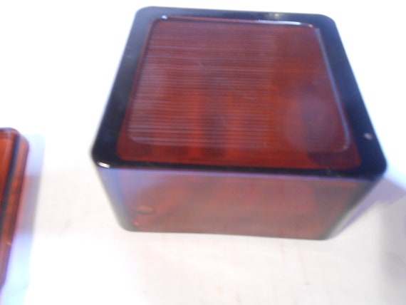 Antique Dobbs Hats Amber Glass Box Promo Square C… - image 3
