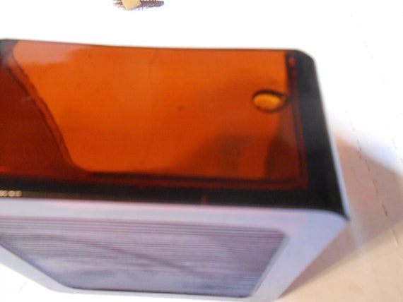 Antique Dobbs Hats Amber Glass Box Promo Square C… - image 9