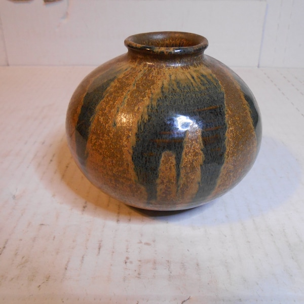 Vintage Robert Maxwell Ceramics Dipped Rutile Glaze Stoneware Vase 3 1/2" tall