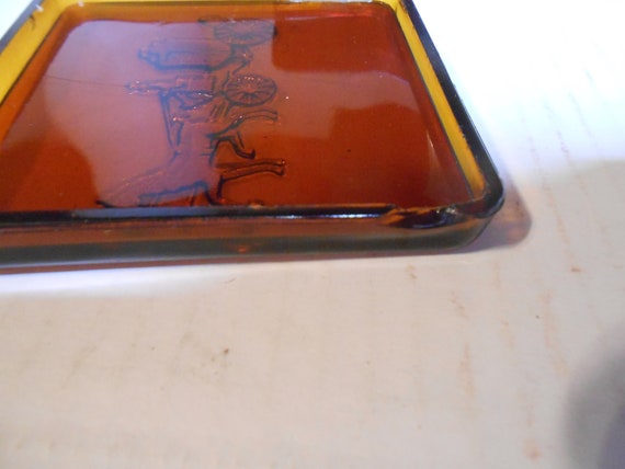 Antique Dobbs Hats Amber Glass Box Promo Square C… - image 7