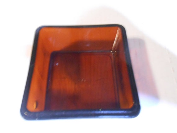 Antique Dobbs Hats Amber Glass Box Promo Square C… - image 8