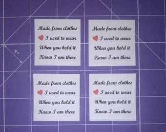 Memory Shirt Quilt Label with poem - Set of 4 - Small label quilt shirt bear memory animal