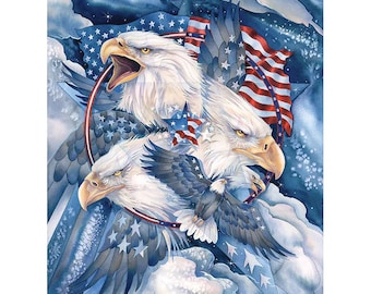 Military Eagle Tribute Cotton Panel 36x44 inch