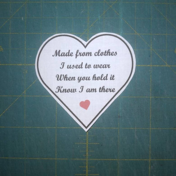 Memory Heart Patches 3" x 3" quilt shirt memory bear #1
