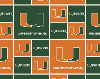 University of Miami Hurricanes Fabric by the Yard