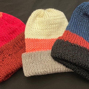 Classic multi colored knit style reversible beanie