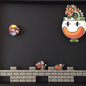 Super Mario World Final Boss Shadow Box | 8x10 3D Pixel Art | Mario vs Bowser SNES Display