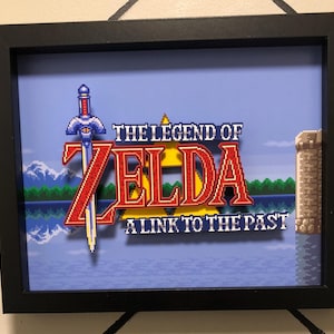 Legend of Zelda: A Link to the Past 3D Shadow Box | Retro Gamer Art | Title Screen Display | Nostalgic Wall Decor for Zelda Fans