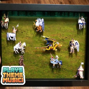 Spielt das epische Fantasy Theme! Heroes of Might & Magic Schattenbox | 3D-Darstellung mit optionalem Sound-Modul | Perfektes Geschenk für Fantasy Fans