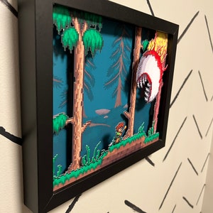 Bringen Sie den Fear-Faktor in Ihre Terraria-Sammlung mit Handmade Eye of Cthulhu Shadowbox 8x10 Papierkunst mit 3D-Effekt Bild 3