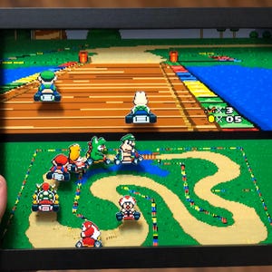 Boîte fantôme 3D Mario Kart SNES - oeuvre d'art rétro pour joueur - écran Super Nintendo - décoration de jeu vidéo classique - cadeau unique pour joueur