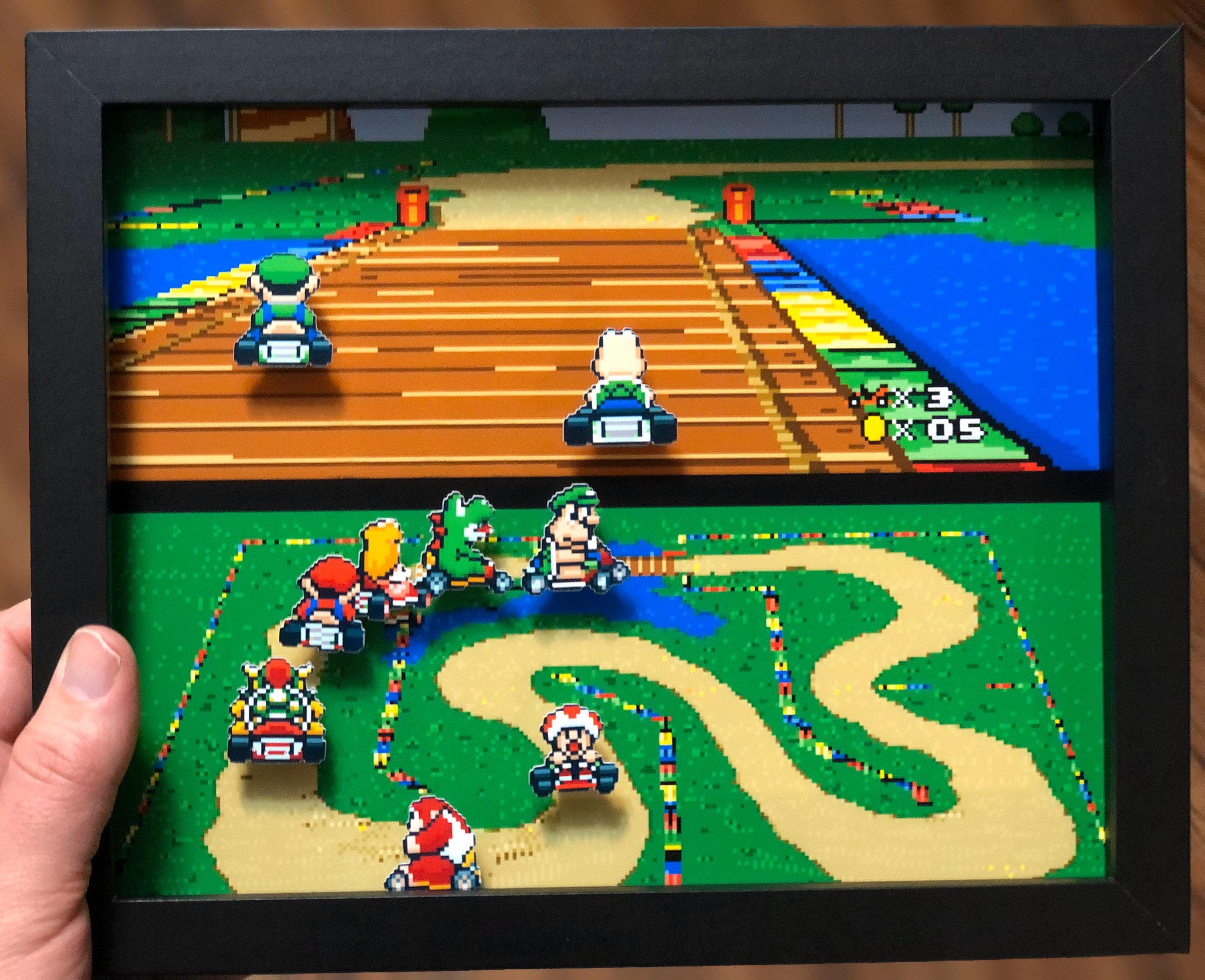 Mario Kart SNES 3D Shadow Box – Retro Gamer Art – Super Nintendo