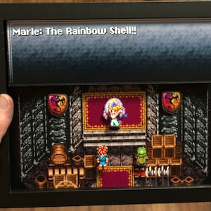 Chrono Trigger Rainbow Shell Scene | 8x10 3D Shadow Box | Retro RPG Wall Art | SNES Pixel Display
