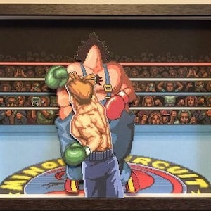 Punch-Out!! 3D Shadow Box | 8x10 Retro Boxing Scene | Little Mac kontra Bald Bull Pixel Art