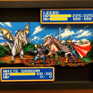 Shining Force 2 Sega Genesis Shadowbox: exhibición de videojuegos con arte de píxeles retro