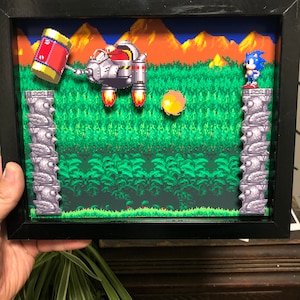 Sonic the Hedgehog 2 Shadow Box Sega Genesis 8x10 Retro Geek Art