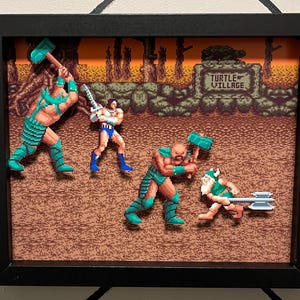 Golden Axe 3D Shadow Box | Retro Arcade Art | Sega Genesis Pixel Art Decor | Handcrafted Golden Axe Video Game Gift