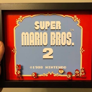 Super Mario Bros 2 Shadow Box- NES Videospiel- Super Mario Start Screen