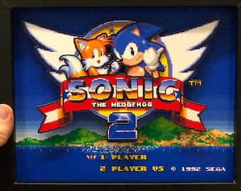 Sonic the Igel 2 Titel | Schattenbox | Sega genesis Kunst | Retro Videospiel