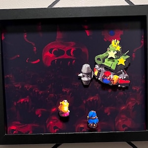 Super Mario RPG Final Battle 3D Shadow Box | Retro Gaming Wall Art | Mario vs. Smithy | Gamer Room Decor | 90s Nintendo Art | SNES Nostalgia