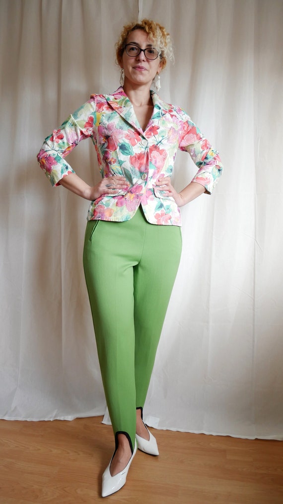 Vintage 90s structured floral blazer | Vibrant cro