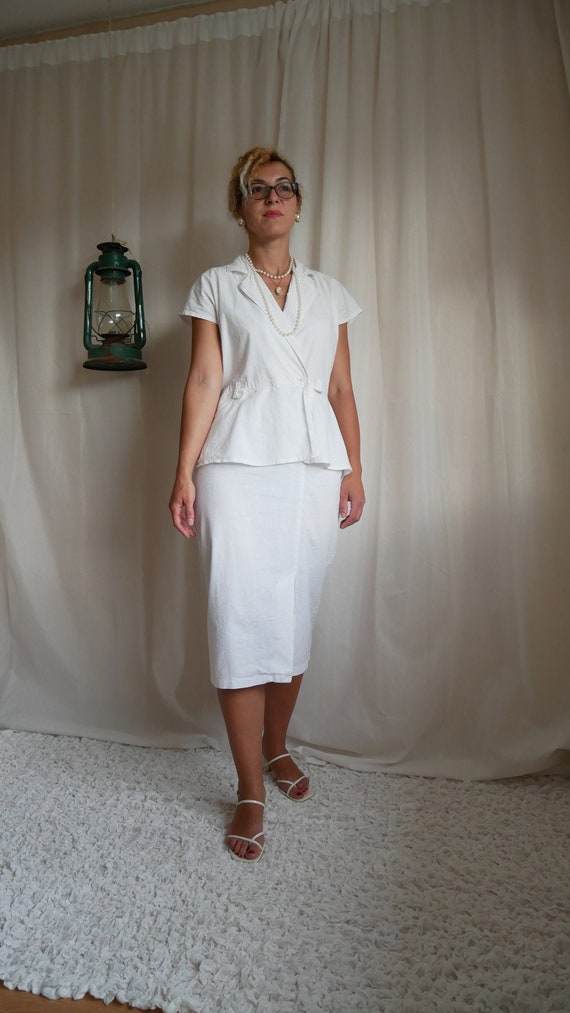Vintage 50's style Etam wiggle dress | White cotto