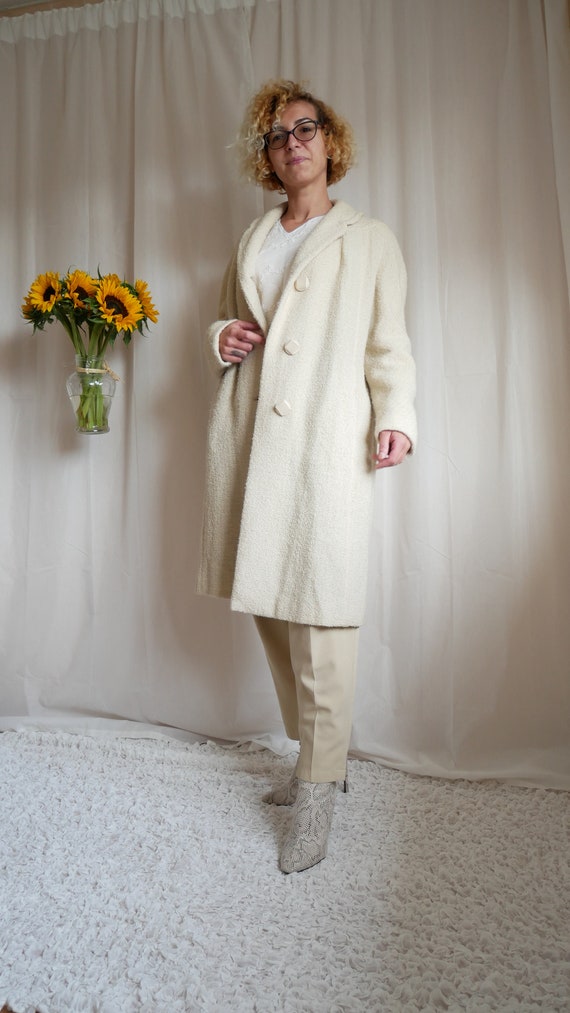 Vintage 50's Selfridges ivory boucle coat