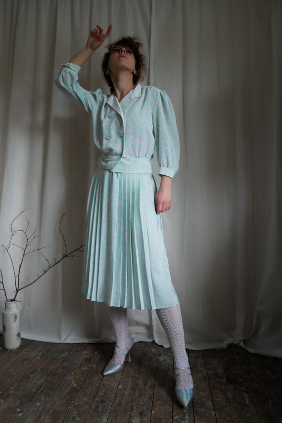Vintage 80's 'Berkertex' skirt suit | Floral pleat