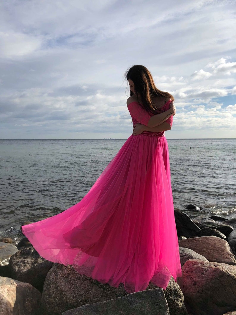 Pink Tutu DressesTulle Dress Long Floor LengthBridesmaid dress Lace Lace woman dress Pink bridesmaid dressDress Prom Dress pink